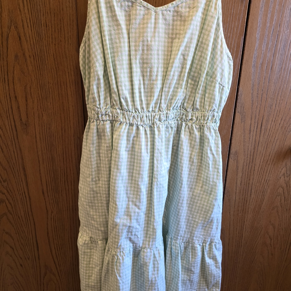 Gingham Midi Dress in Mint Green